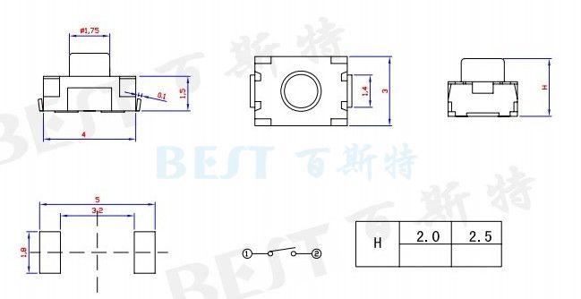 輕觸開(kāi)關(guān)TS-1185U_參考圖紙